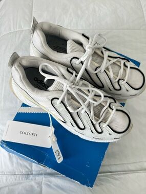 adidas White Athletic Sneakers with Black Trim